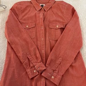 Faded washed red denim shirt